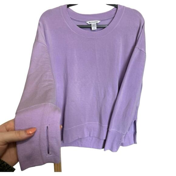 Athleta Coaster Luxe Sweatshirt Crewneck Pullover Relaxed Fit Purple Size Medium - Picture 4 of 10